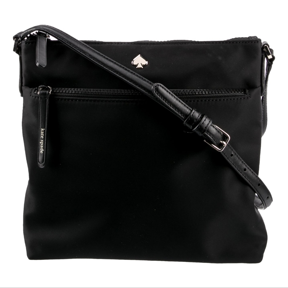 Kate Spade Jae Flat Crossbody Bag Black Nylon Zip Top